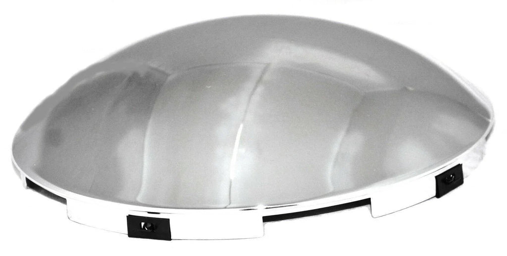 Front Hub Caps for Steel Wheel 5 Even Notches Dome Chrome 7/16" Lip #10514 Pair