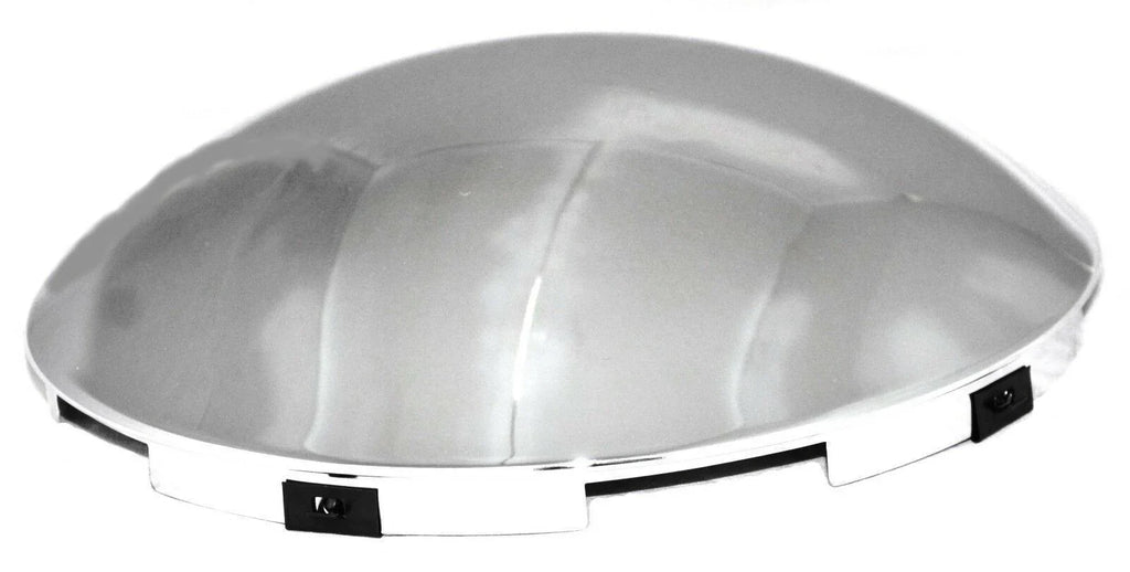 Front Hub Caps for Steel Wheel 5 Even Notches Dome Chrome 7/16" Lip #10514 Pair