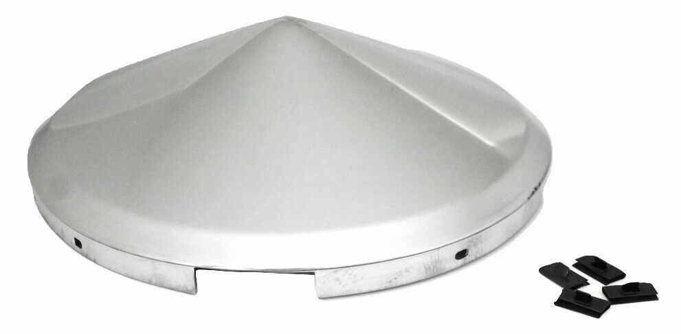 Front Hub Caps Chrome 4 Notches Cone Pointed Stainless 7/16" Lip UP#20146-Pair