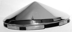 Front Hub Cap 5 Notch Pointed Cone Steel Wheel Stainless 7/16" Lip UP#20147 Pair