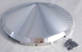 Front Hub Cap 5 Notch Pointed Cone Steel Wheel Stainless 7/16" Lip UP#20147 Pair