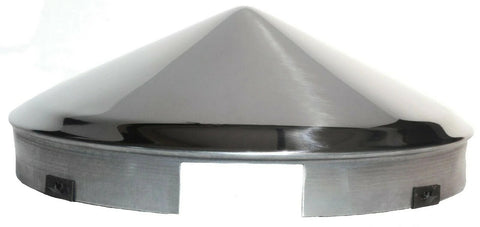 Front Hub Caps 4 Even Notch Cone Pointed Stainless 1" Lip UP20149 (Pair)