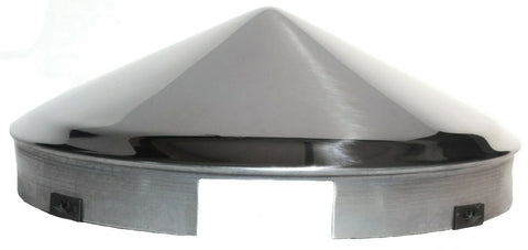 Front Hub Caps 4 Even Notch Cone Pointed Stainless 1" Lip UP20149 (Pair)