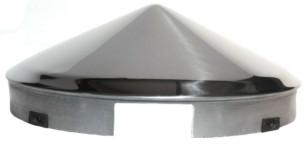 Front Hub Caps 4 Even Notch Cone Pointed Stainless 1" Lip UP20149 (Pair)