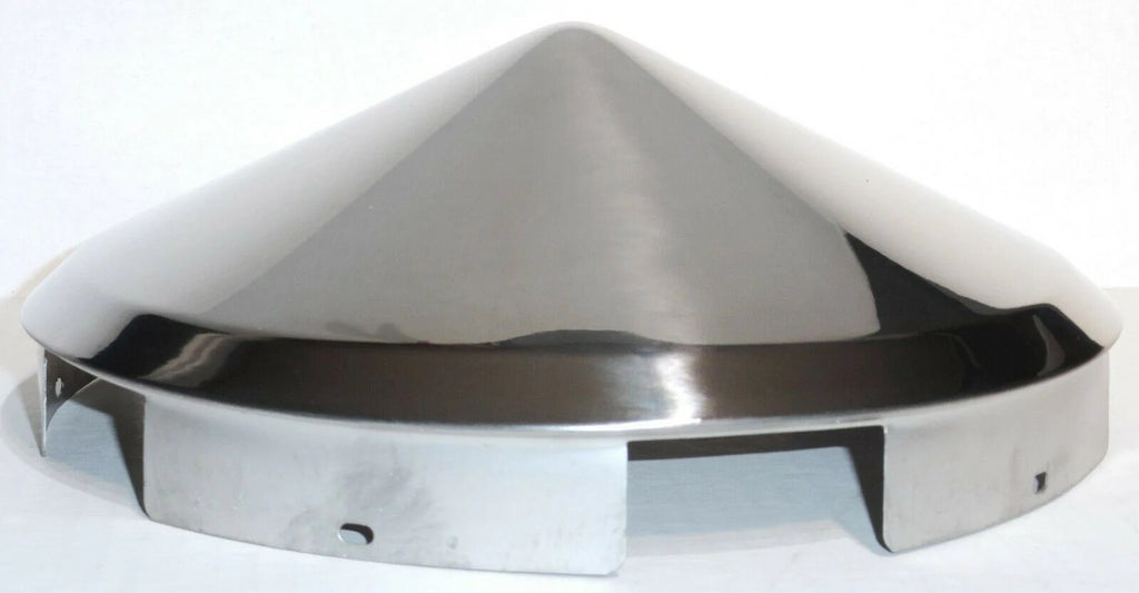 Front Hub Cap for Peterbilt 5 Even Notches Pointed Cone SS 1" Lip UP#20150 Pair