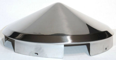 Front Hub Cap for Peterbilt 5 Even Notches Pointed Cone SS 1" Lip UP#20150 Pair