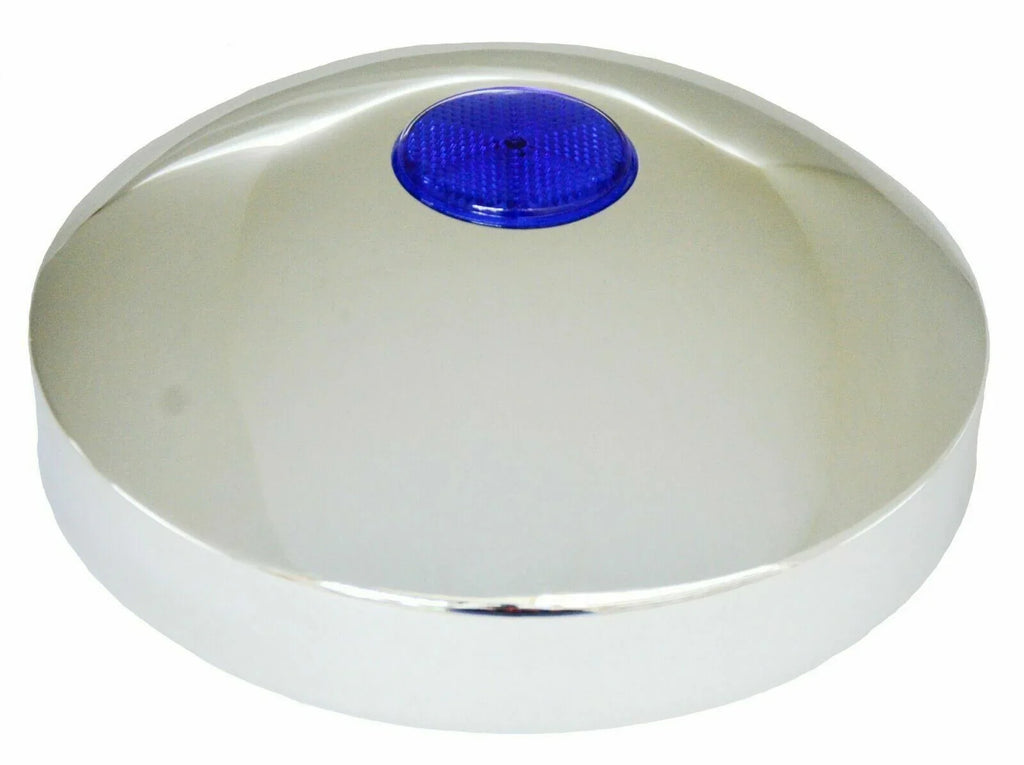 Hub Cap Rear 8" I.D. Chrome Plated w/ 2" Top Blue Reflector GG#20211 Each
