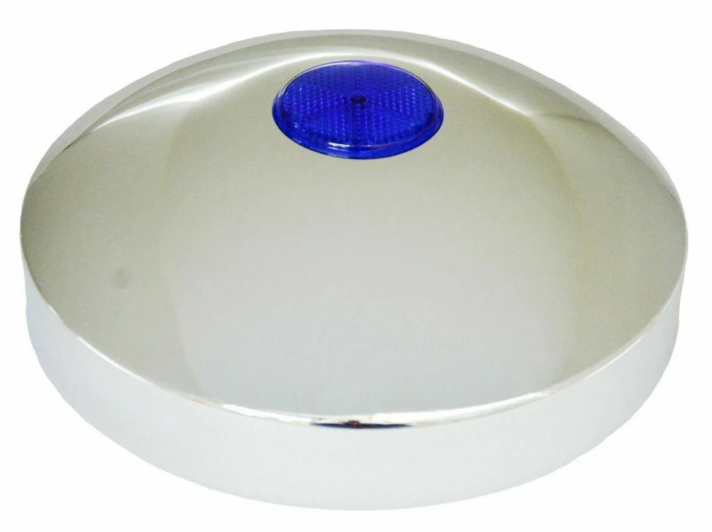 Hub Cap Rear 8" I.D. Chrome Plated w/ 2" Top Blue Reflector GG#20211 Each