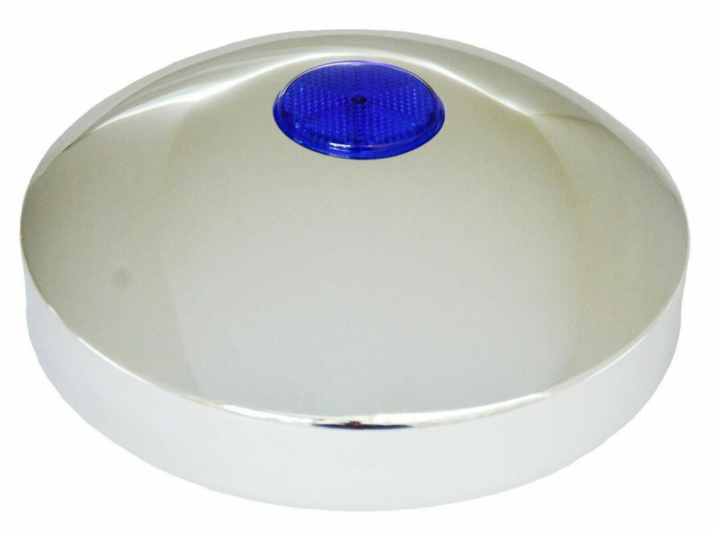 Hub Cap Rear 8" I.D. Chrome Plated w/ 2" Top Blue Reflector GG#20211 Each