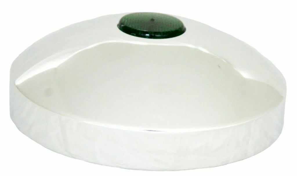 GG Hub Cap Rear 8" I.D. Chrome Plated w/ 2" Top Green Reflector #20212 Each