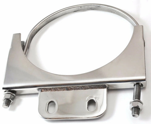U-Bolt Exhaust Bracket for 5” Stack With 1-1/2x3-3/8 Plate, Stainless UP#21286