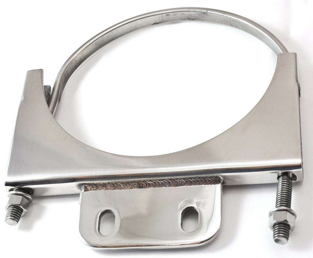 U-Bolt Exhaust Bracket for 5” Stack With 1-1/2x3-3/8 Plate, Stainless UP#21286