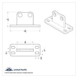 Fits Peterbilt Lower Exhaust Cab Bracket 304 Stainless Steel Flat Base UP21300