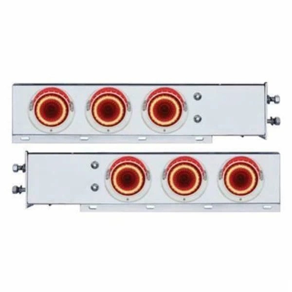 Mud Flap Hangers 2 1/2" Bolt Pattern "Mirage" 4" Red/Red Lights Visor UP#22252