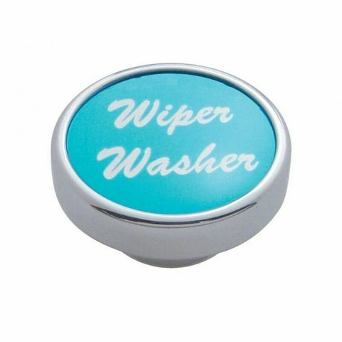 UP Wiper Washer Control Knob Blue 1" Aluminum Sticker Chrome Knob #23049 Each