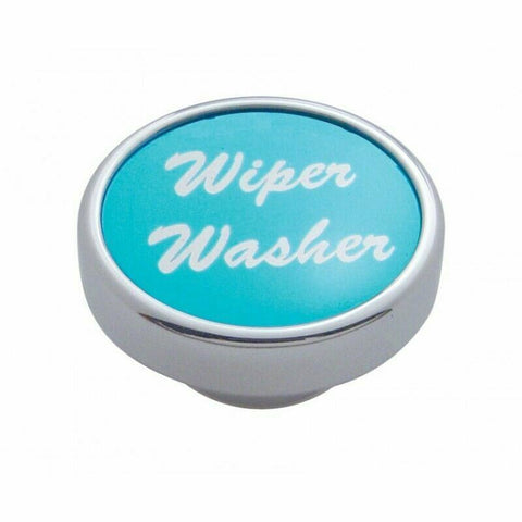 UP Wiper Washer Control Knob Blue 1" Aluminum Sticker Chrome Knob #23049 Each