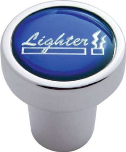UP Cigarette Lighter Top Blue 1" Glossy Sticker Chrome Aluminum Knob #23161 Each