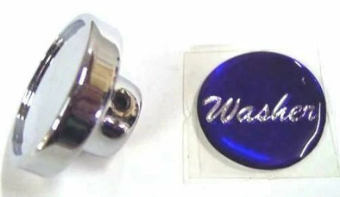UP Washer Control Knob 1" Black Glossy Sticker Chrome Aluminum Knob #23208 Each