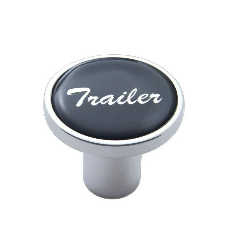 Air Brake Knob Trailer Screw-On 1-3/4" Black Glossy Sticker Chrome Knob UP#23229
