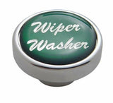 UP Wiper Washer Control Knob 1" Green Glossy Sticker Chrome Aluminum #23245 Each