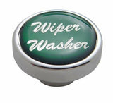 UP Wiper Washer Control Knob 1" Green Glossy Sticker Chrome Aluminum #23245 Each