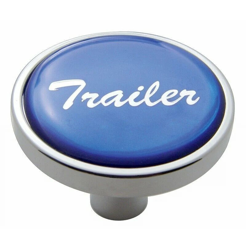 Air Brake Knob Pin Mount Trailer Blue Glossy Chrome Knob 1 1/8" Tall UP#23297