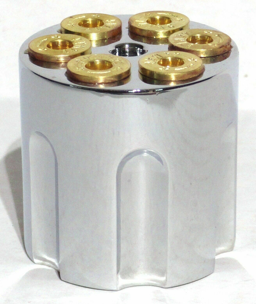 UP Dash Control Knob Gun Cylinder Style Chrome Aluminum 1 7/16" Tall #23398 Each