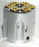 UP Dash Control Knob Gun Cylinder Style Chrome Aluminum 1 7/16" Tall #23398 Each
