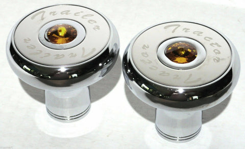 Tractor Trailer Knob Set Air Brakes Screw on Amber Jewel Chrome UP21510-23516