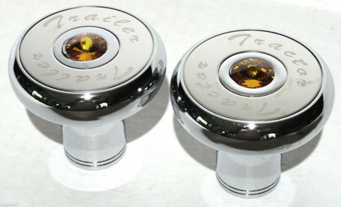 Tractor Trailer Knob Set Air Brakes Screw on Amber Jewel Chrome UP21510-23516