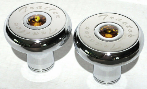 Tractor Trailer Knob Set Air Brakes Screw on Amber Jewel Chrome UP21510-23516