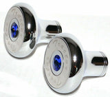 Tractor Trailer Knob Set Air Brakes Screw on Blue Jewel Chrome UP21511-23517
