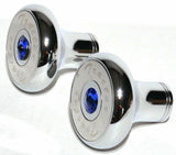Tractor Trailer Knob Set Air Brakes Screw on Blue Jewel Chrome UP21511-23517