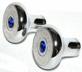 Tractor Trailer Knob Set Air Brakes Screw on Blue Jewel Chrome UP21511-23517