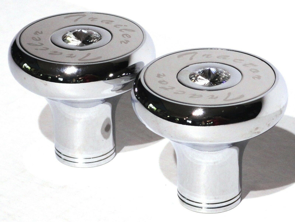 Tractor Trailer Knob Set Air Brakes Screw on Clear Jewel Chrome UP#23512, 23518