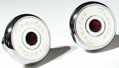 Tractor Trailer Knob Set Air Brakes Screw on Red Jewel Chrome UP#23515-23521