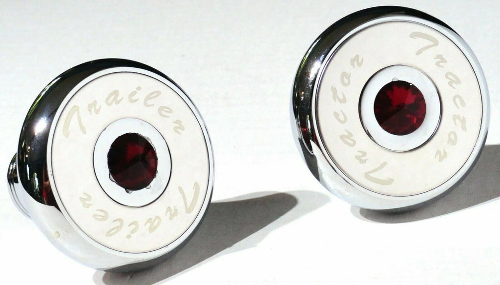 Tractor Trailer Knob Set Air Brakes Screw on Red Jewel Chrome UP#23515-23521