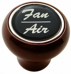 UP Dash Control Knob Fan Air 1" Black Glossy Sticker Wood Knob #23536 Each