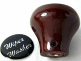 UP Dash Control Knob Wiper Washer 1" Black Glossy Sticker Wood Knob #23560 Each