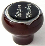 UP Dash Control Knob Wiper Washer 1" Black Glossy Sticker Wood Knob #23560 Each