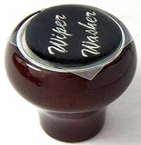 UP Dash Control Knob Wiper Washer 1" Black Glossy Sticker Wood Knob #23560 Each
