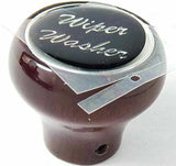 UP Dash Control Knob Wiper Washer 1" Black Glossy Sticker Wood Knob #23560 Each