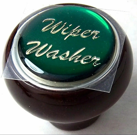 UP Dash Control Knob Wiper Washer 1" Green Glossy Sticker Wood Knob #23562 Each