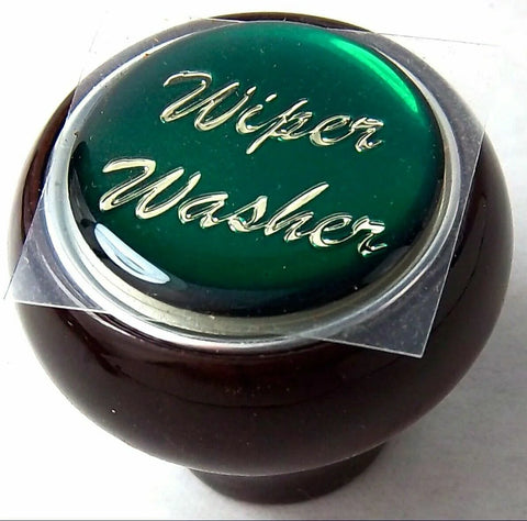 UP Dash Control Knob Wiper Washer 1" Green Glossy Sticker Wood Knob #23562 Each