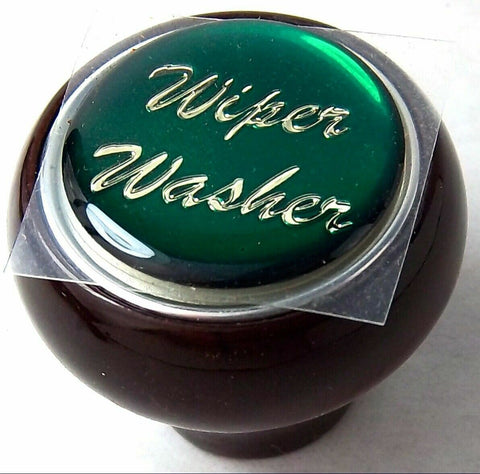 UP Dash Control Knob Wiper Washer 1" Green Glossy Sticker Wood Knob #23562 Each