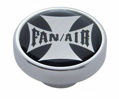 UP Fan Air Control Knob Chrome Aluminum w/ Black Maltese Cross Sticker #23606