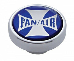 Fan Air Control Knob Chrome Aluminum w/ 1" Blue Maltese Cross Sticker UP#23607