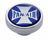 Fan Air Control Knob Chrome Aluminum w/ 1" Blue Maltese Cross Sticker UP#23607