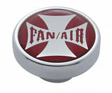 UP Fan Air Control Knob Chrome Aluminum w/ Red Maltese Cross Sticker #23610