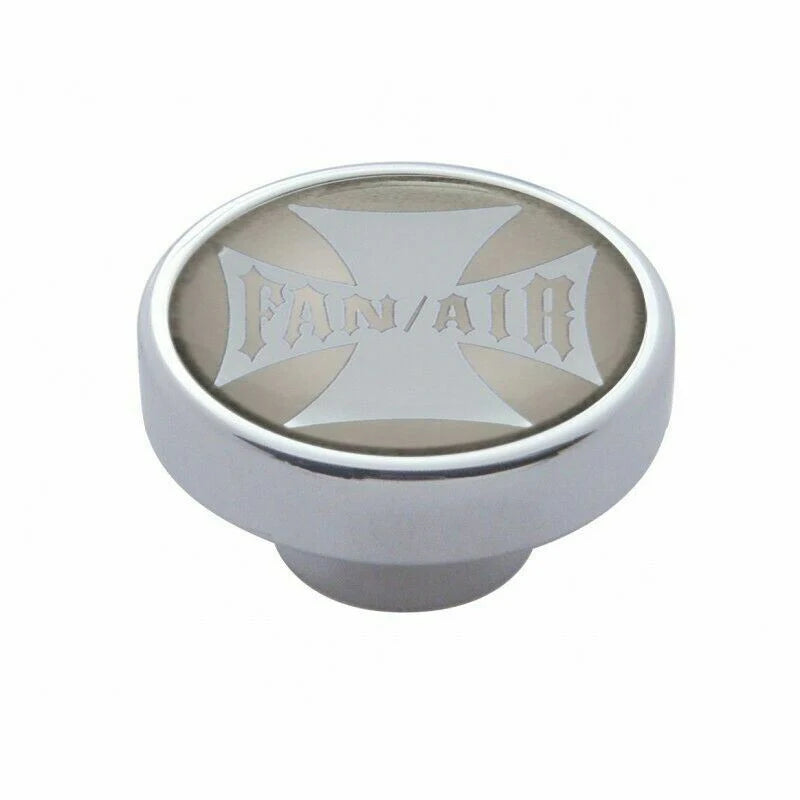 UP Fan Air Control Knob Chrome Aluminum w/ Silver Maltese Cross Sticker #23611